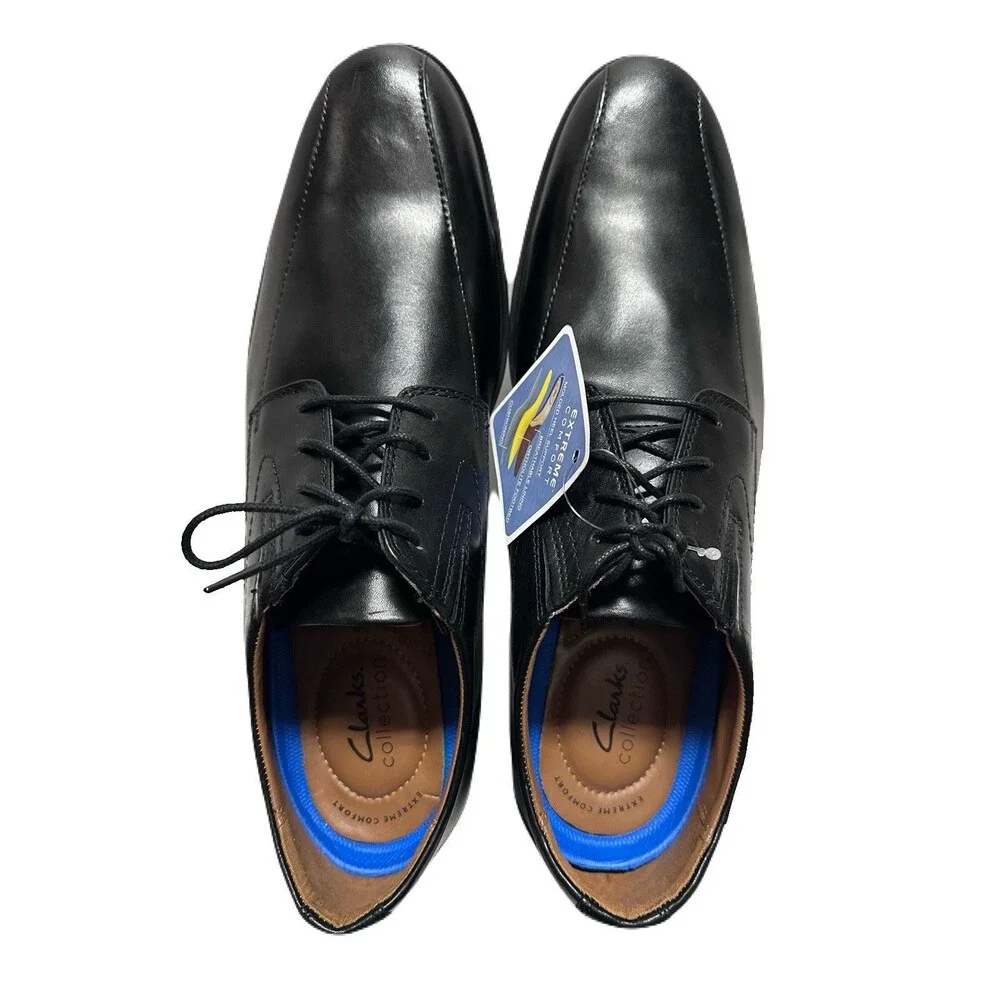 NEW Clarks Mens Size 13 Black Leather Whiddon Pace Oxford Dress Shoes *see pics*